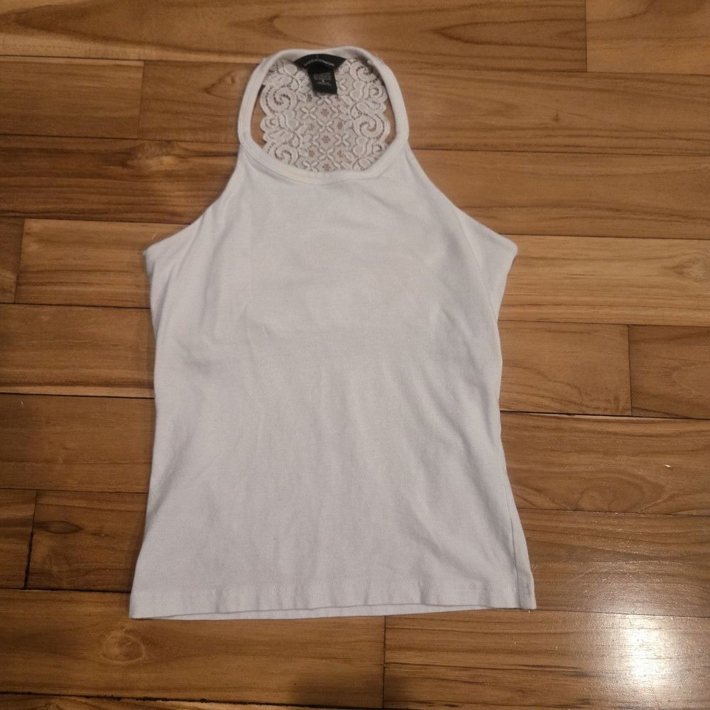 Moda International White Lace Back Tank Top